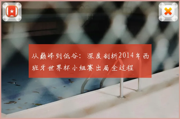 从巅峰到低谷：深度剖析2014年西班牙世界杯小组赛出局全过程